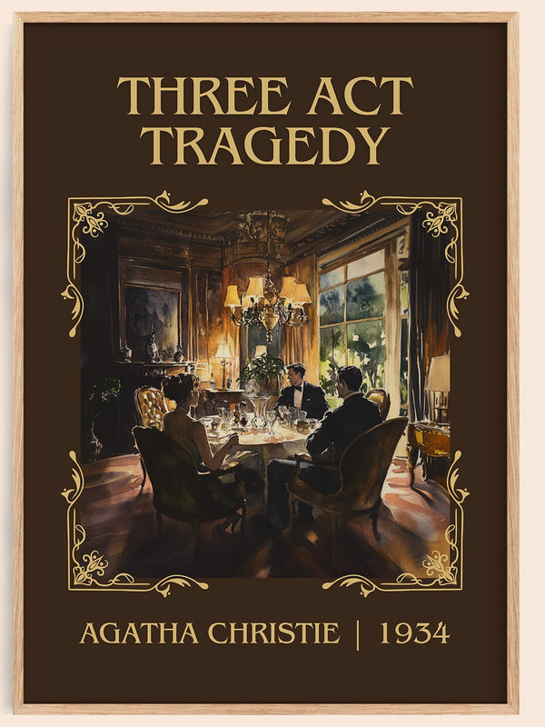 Three Act Tragedy classic book art book poster by Agatha Christie – framed literary art print