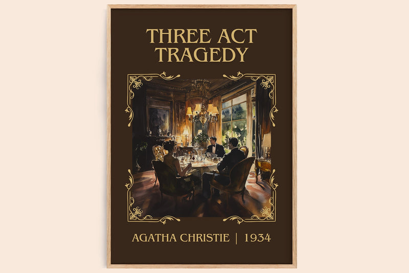 Three Act Tragedy classic book art book poster by Agatha Christie – framed literary art print
