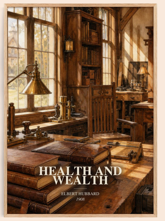 Health And Wealth Book Watercolour Illustration by Elbert Hubbard