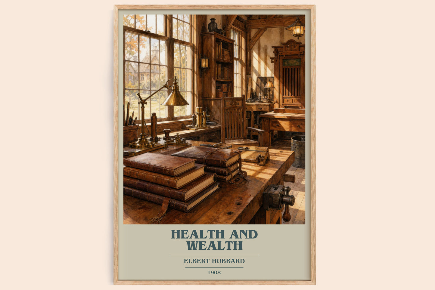 Health And Wealth book cover book poster by Elbert Hubbard – framed literary art print