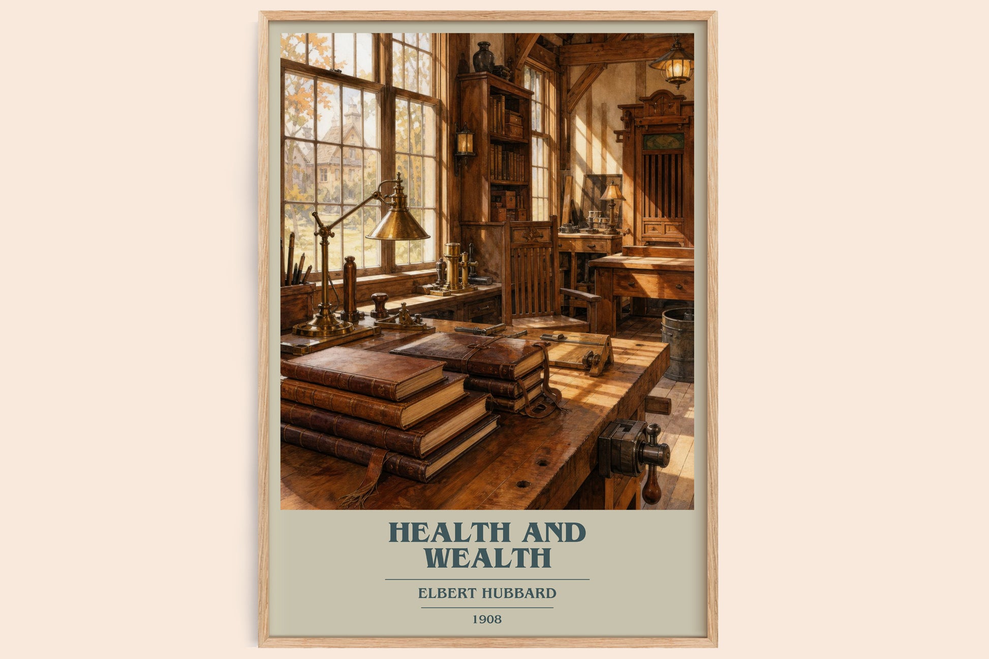 Health And Wealth book cover book poster by Elbert Hubbard – framed literary art print