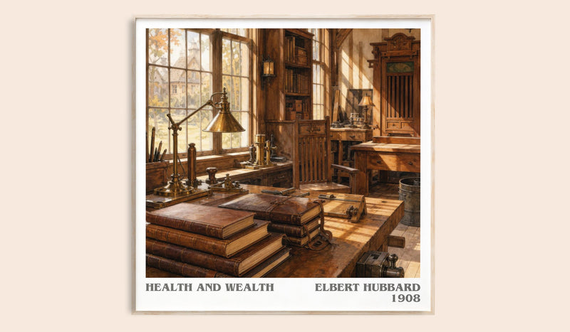 Health And Wealth literary book poster by Elbert Hubbard – framed literary art print
