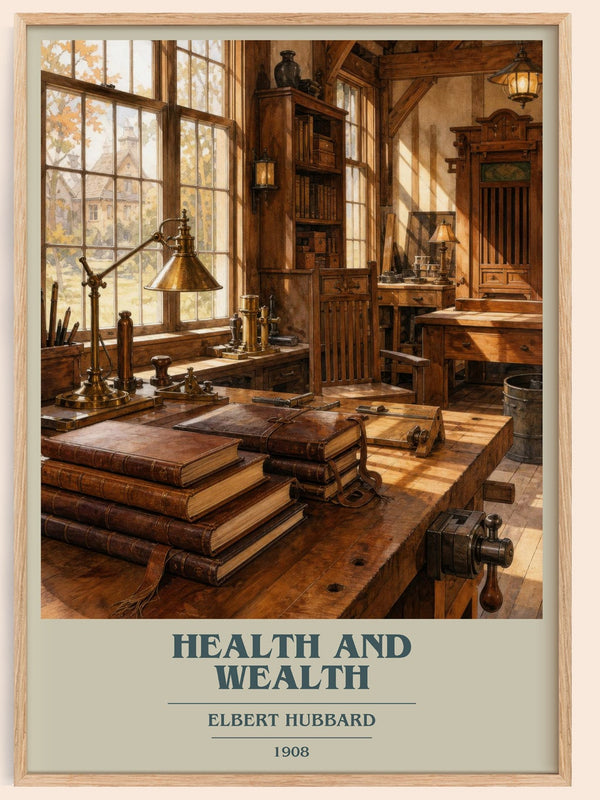 Health And Wealth book cover book poster by Elbert Hubbard – framed literary art print