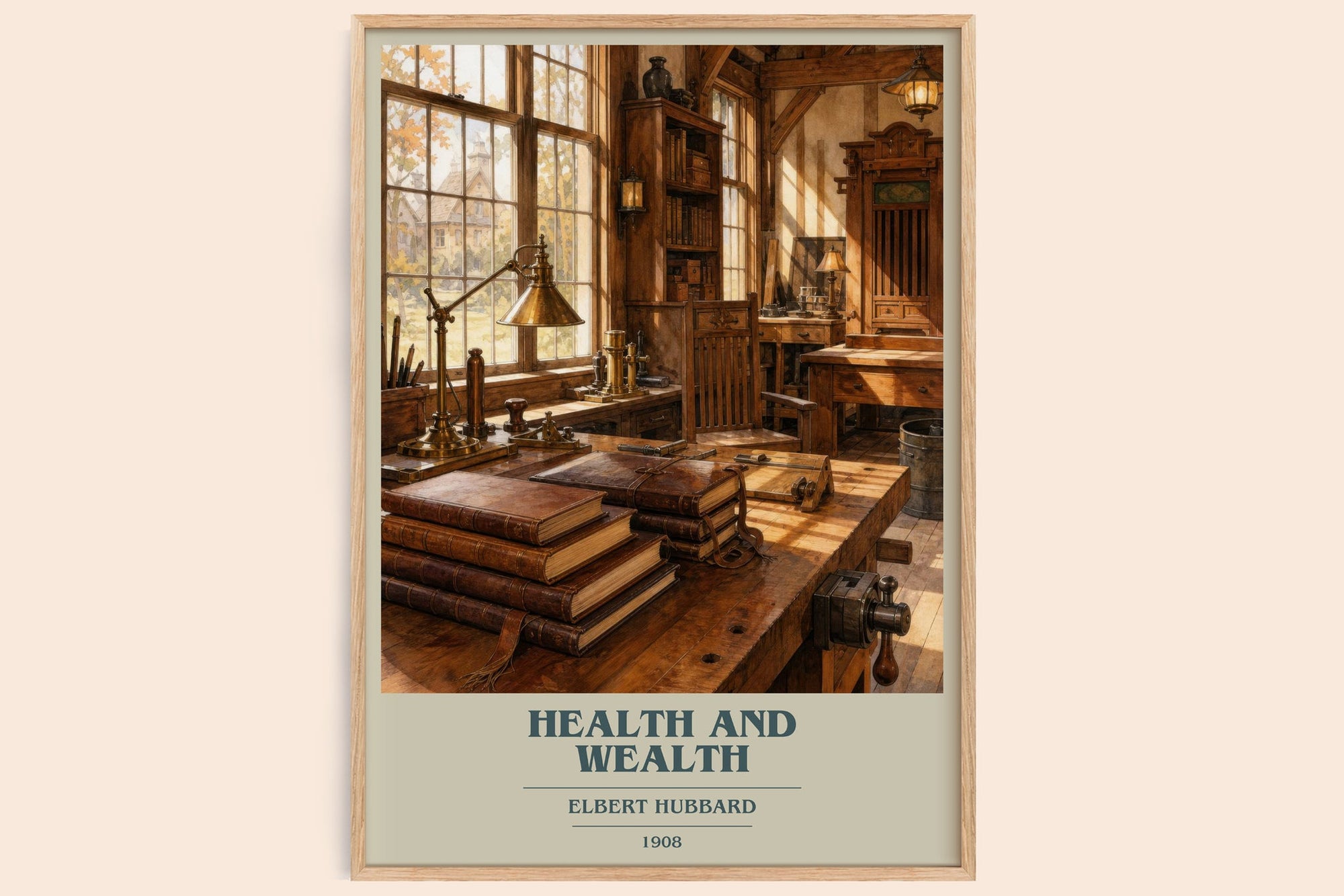 Health And Wealth book cover book poster by Elbert Hubbard – framed literary art print