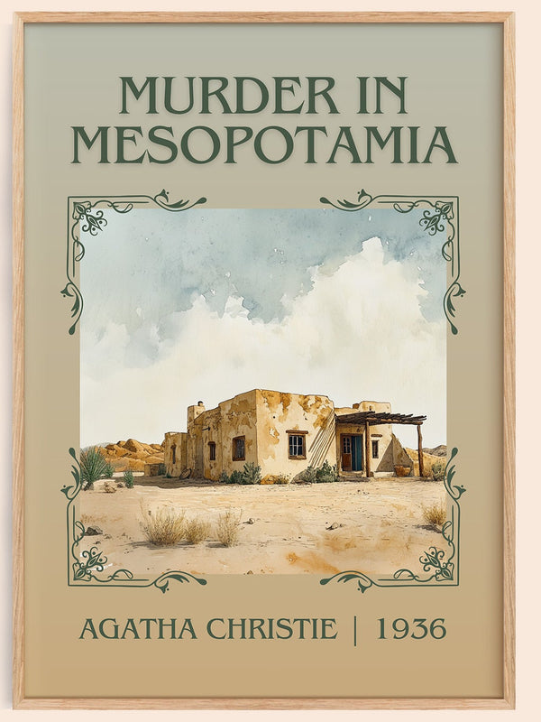 Murder in Mesopotamia classic book art book poster by Agatha Christie – framed literary art print