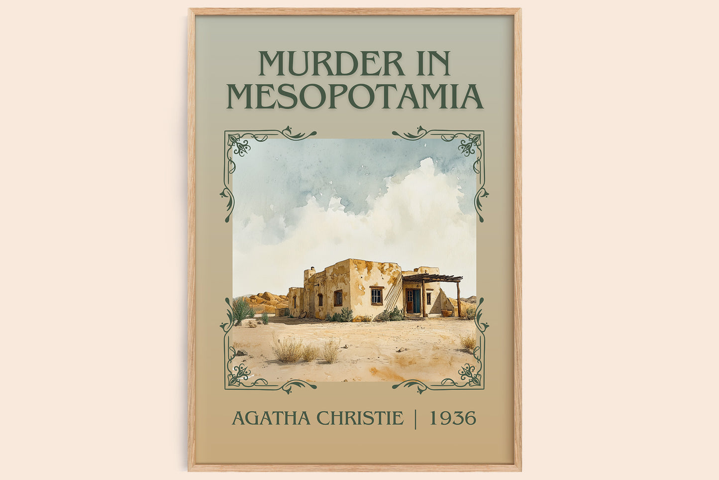 Murder in Mesopotamia classic book art book poster by Agatha Christie – framed literary art print