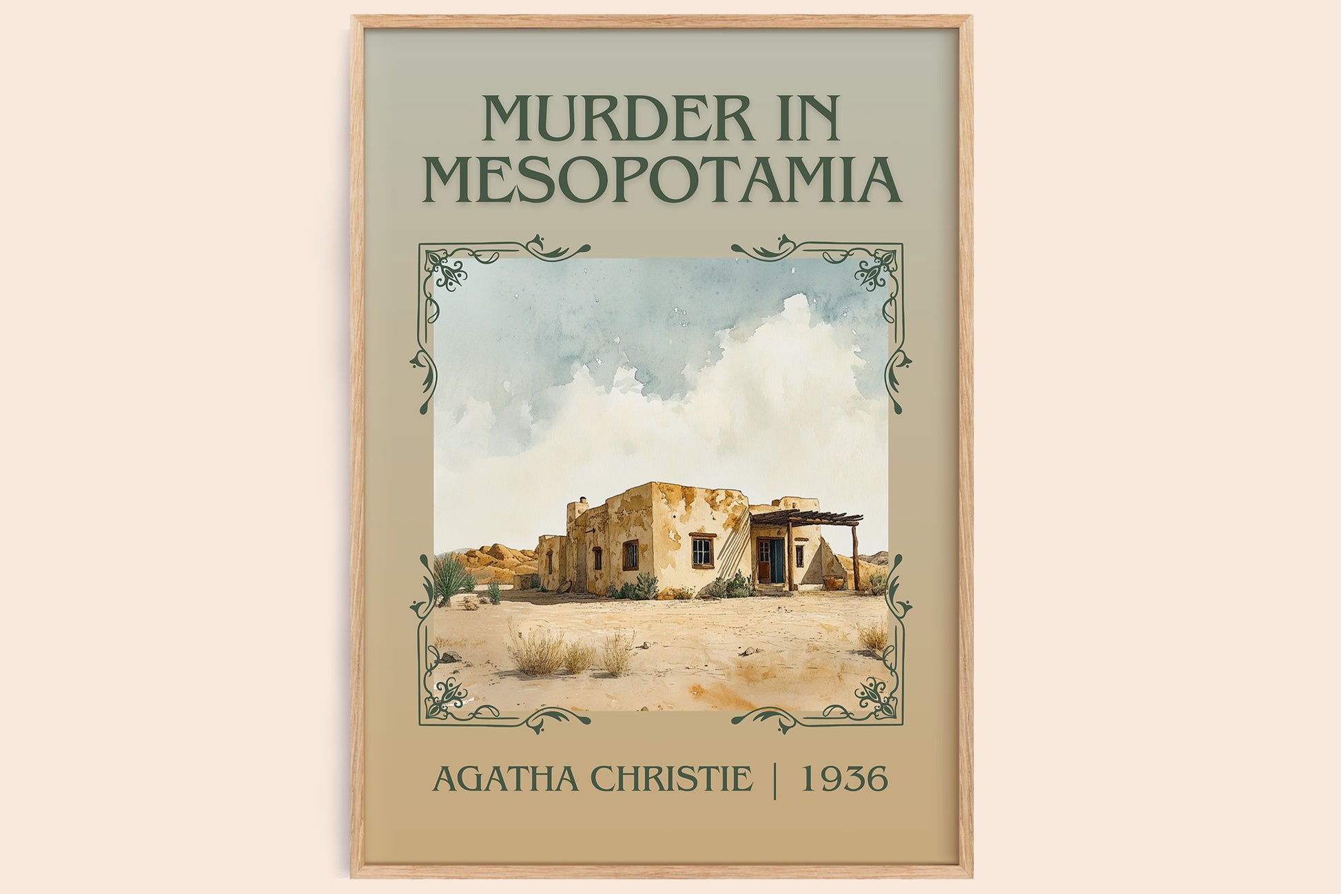 Murder in Mesopotamia classic book art book poster by Agatha Christie – framed literary art print