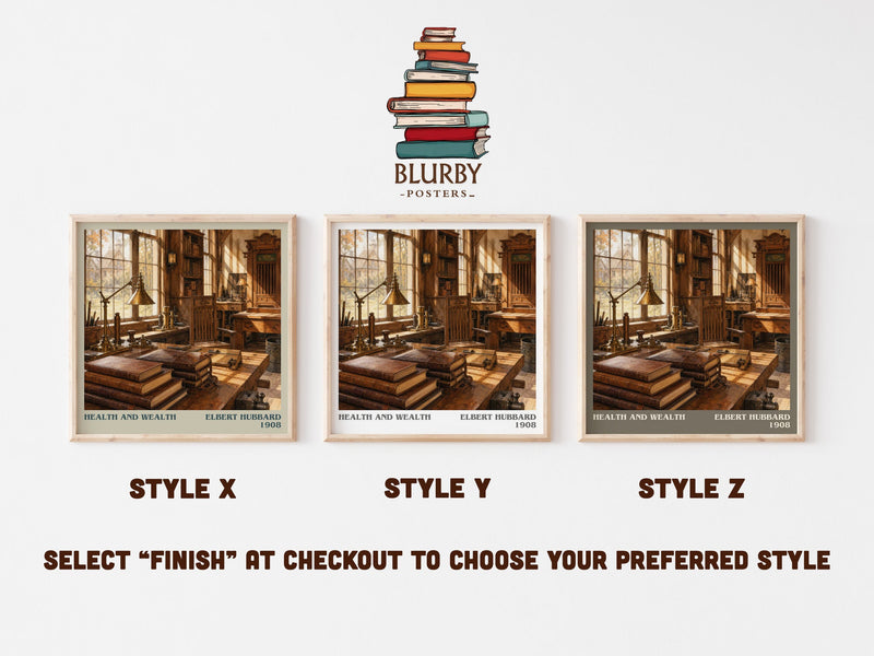 Health And Wealth literary print in frame leaning in hallway – non fiction wall art