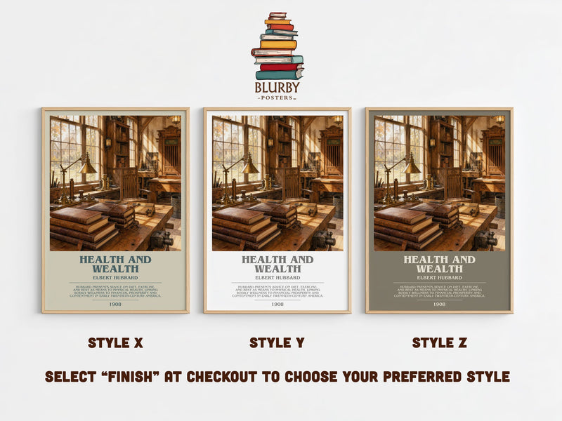 Health And Wealth bookish print in frame leaning in hallway – non fiction wall art