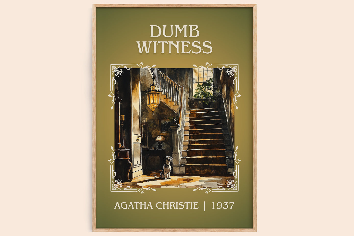 Dumb Witness classic book art book poster by Agatha Christie – framed literary art print