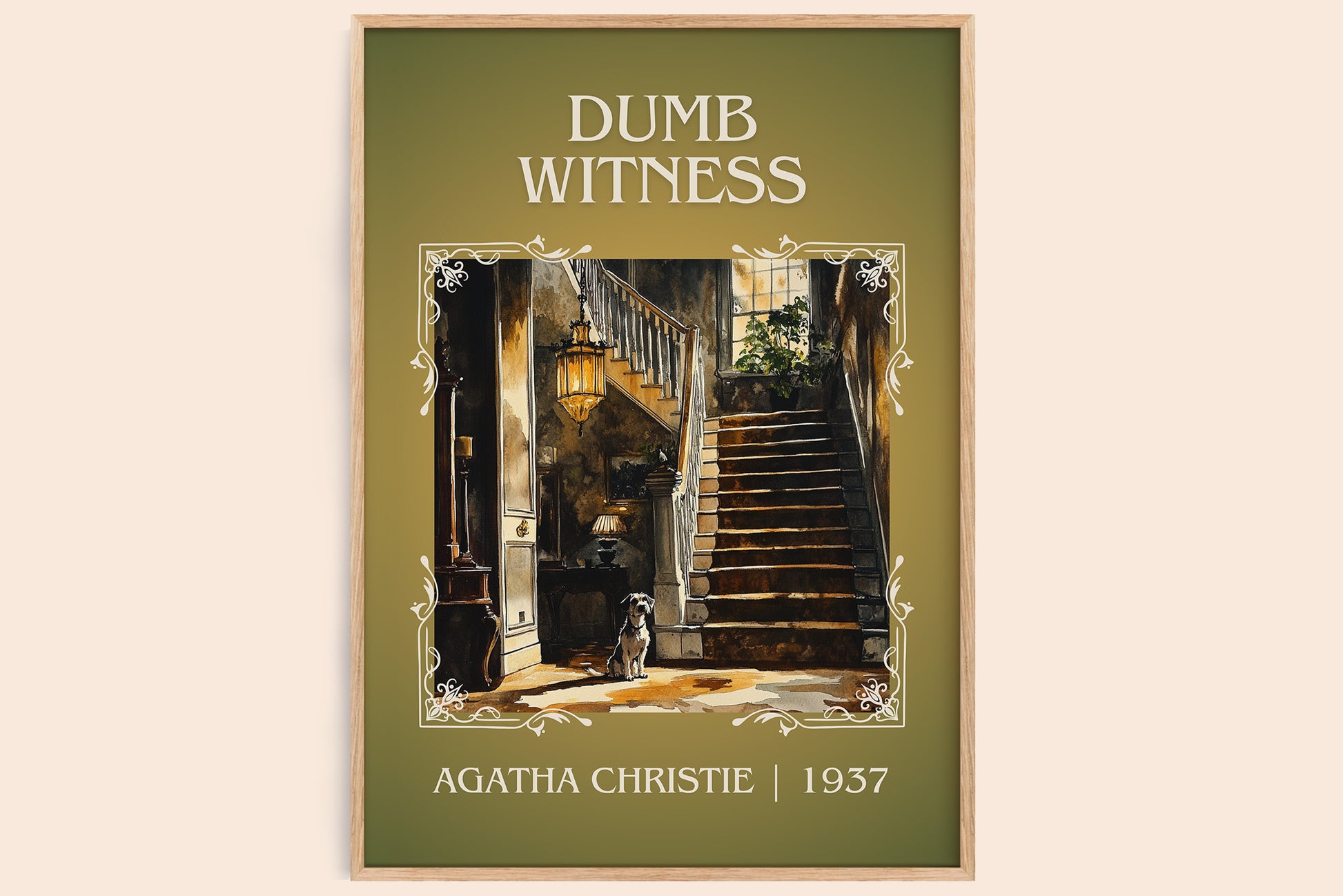 Dumb Witness classic book art book poster by Agatha Christie – framed literary art print