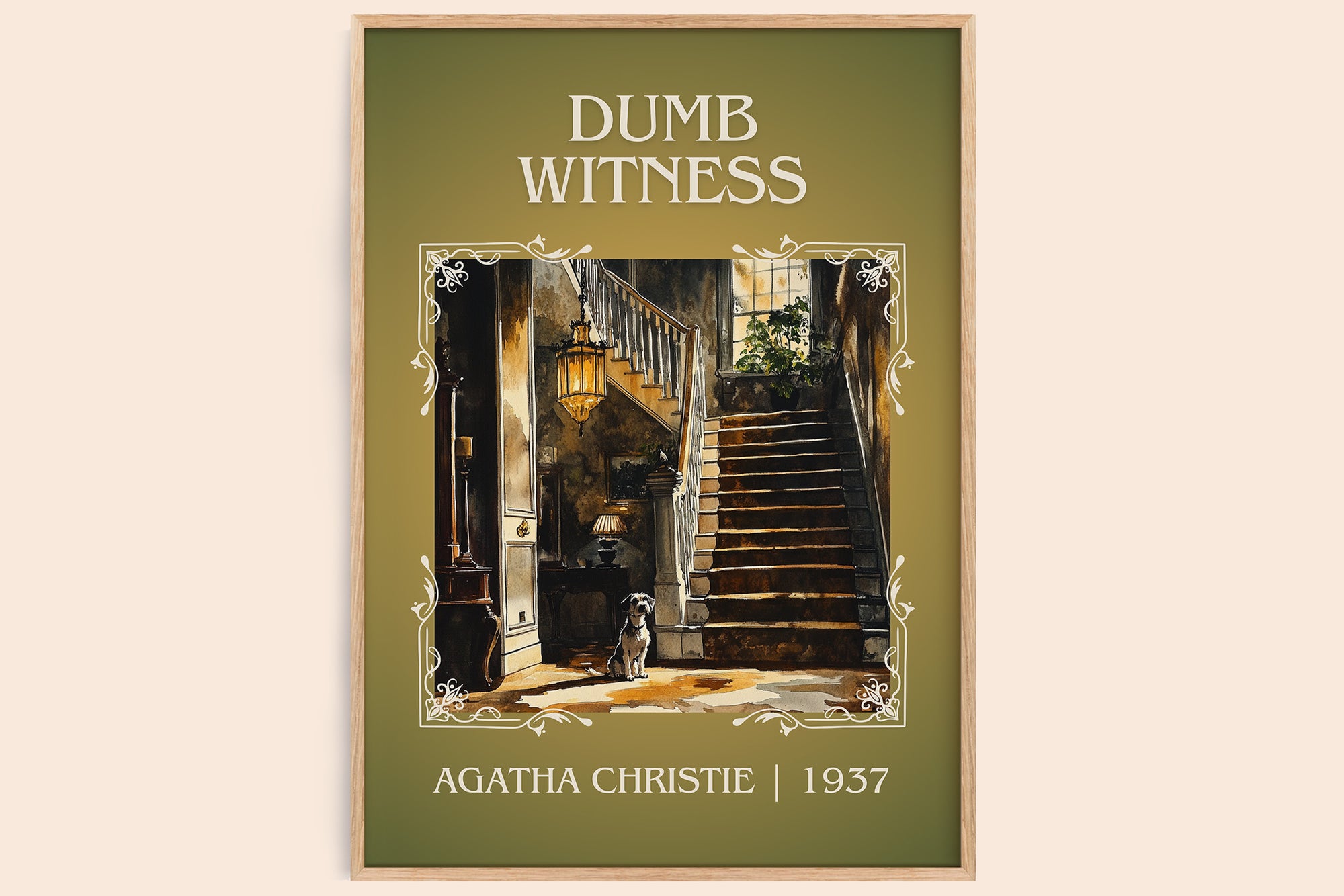 Dumb Witness classic book art book poster by Agatha Christie – framed literary art print