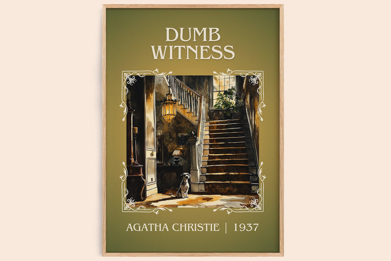 Dumb Witness classic book art book poster by Agatha Christie – framed literary art print