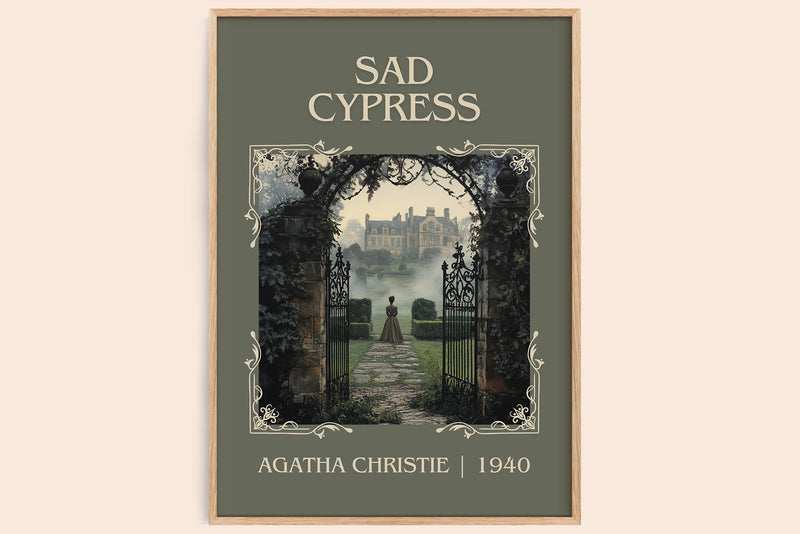 Sad Cypress classic book art book poster by Agatha Christie – framed literary art print