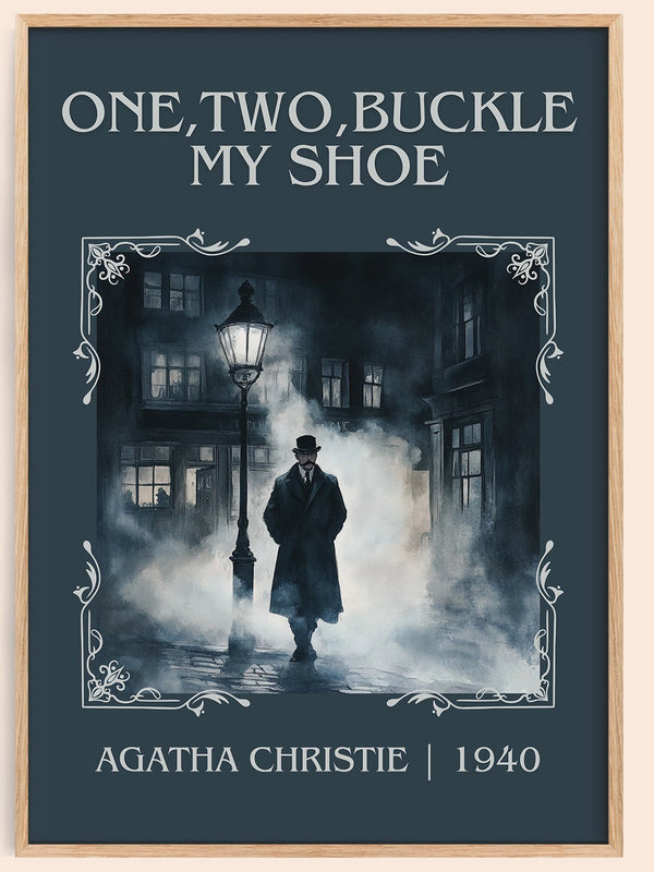 One, Two, Buckle My Shoe classic book art book poster by Agatha Christie – framed literary art print