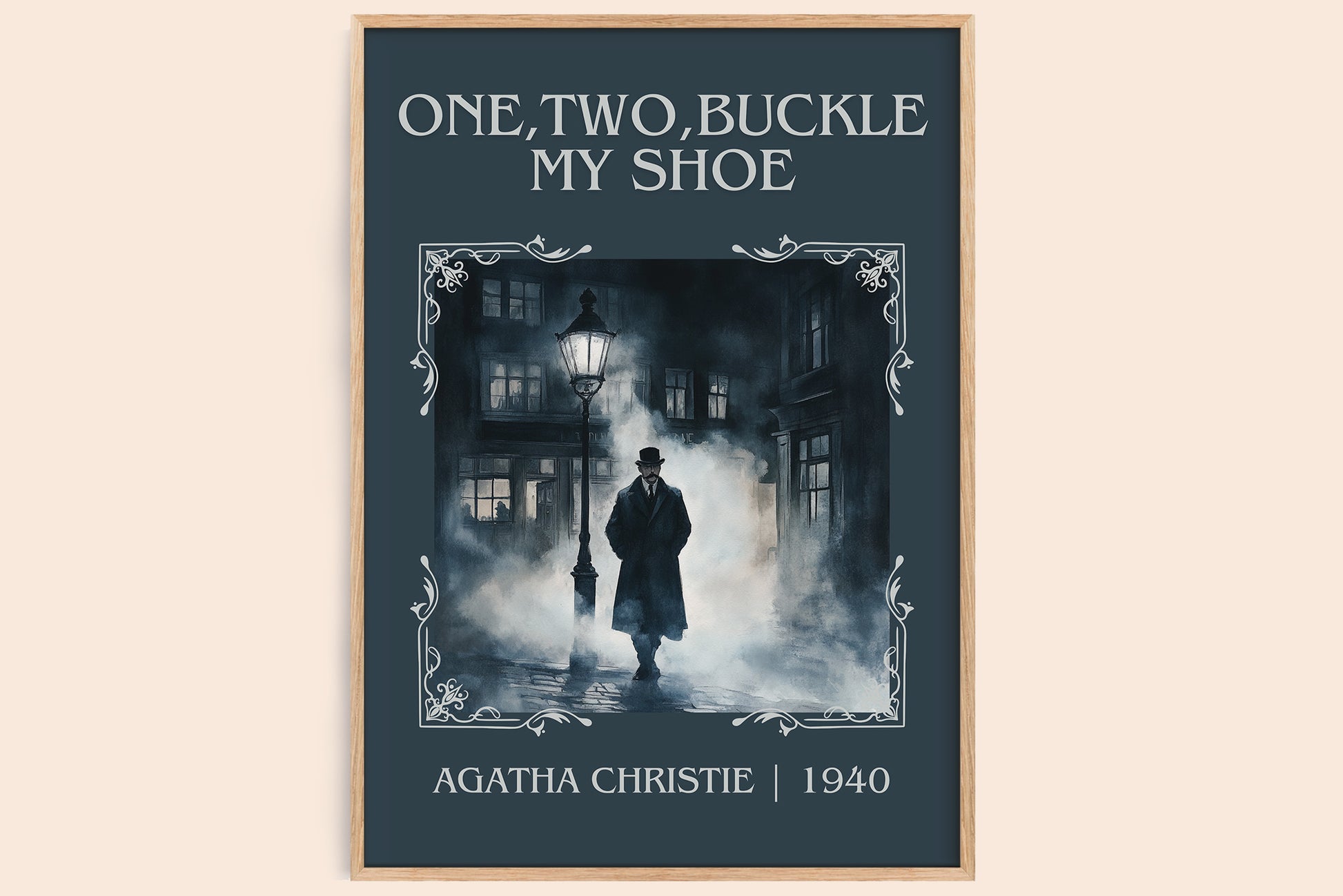One, Two, Buckle My Shoe classic book art book poster by Agatha Christie – framed literary art print