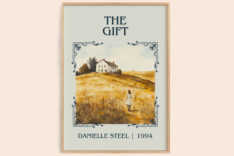 The Gift classic book art print in frame leaning in hallway – romance wall art