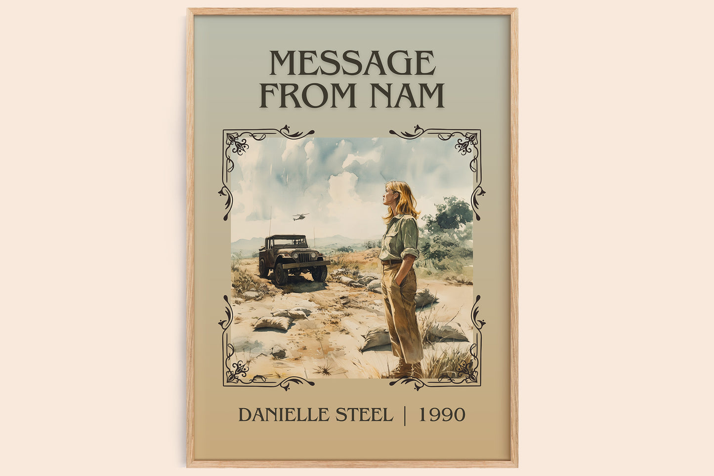 Message from Nam classic book art book poster by Danielle Steel – framed literary art print