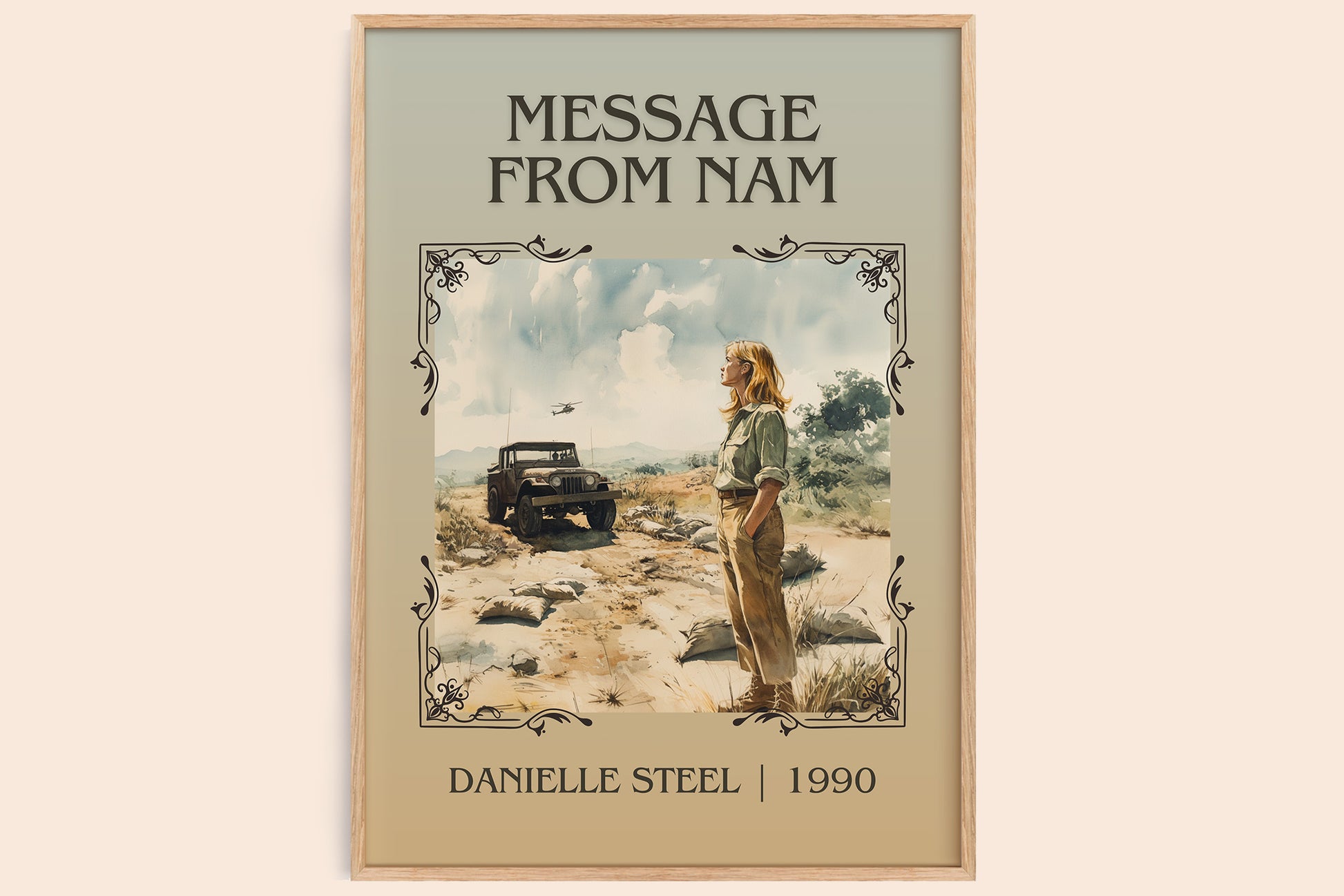 Message from Nam classic book art book poster by Danielle Steel – framed literary art print