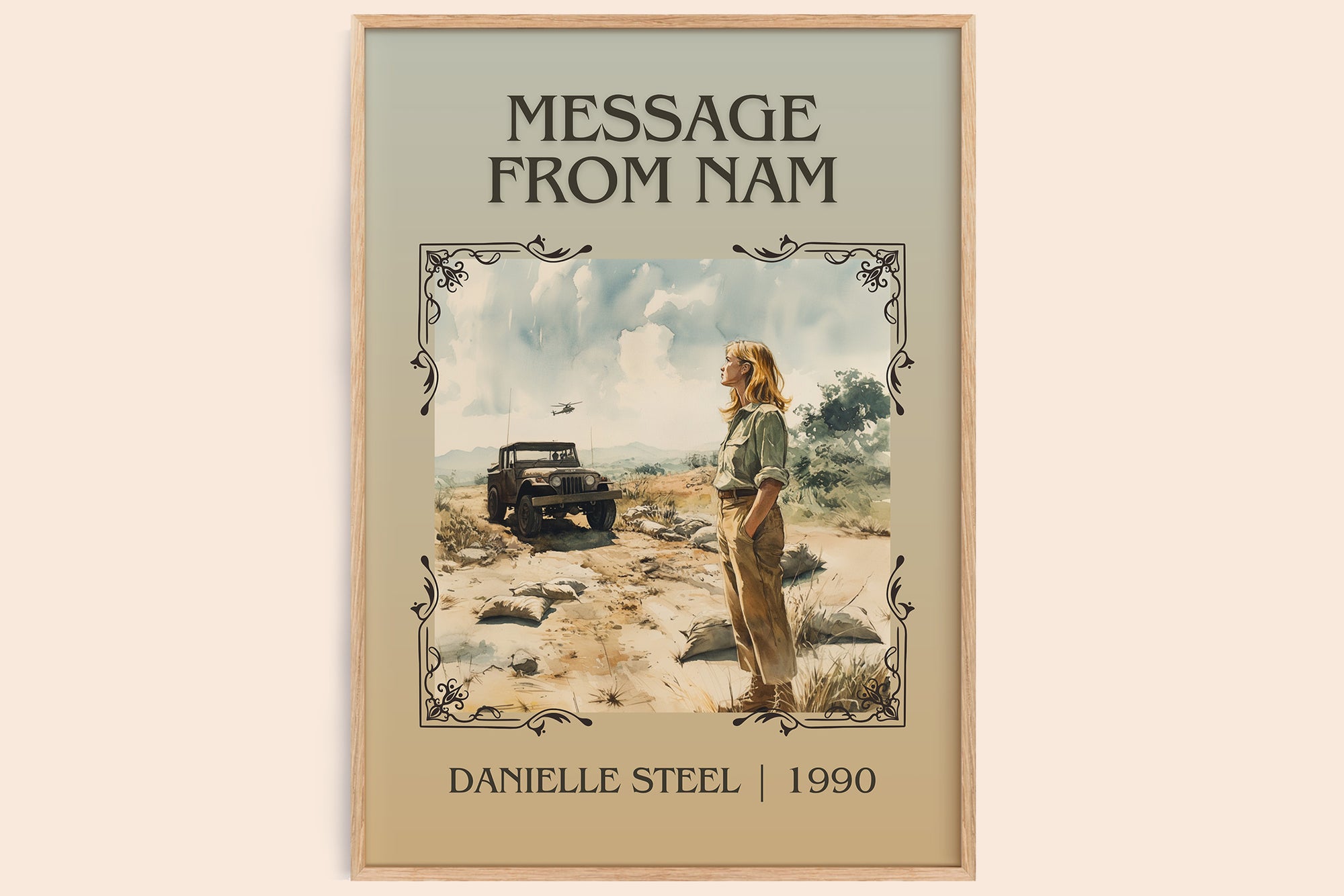 Message from Nam classic book art book poster by Danielle Steel – framed literary art print