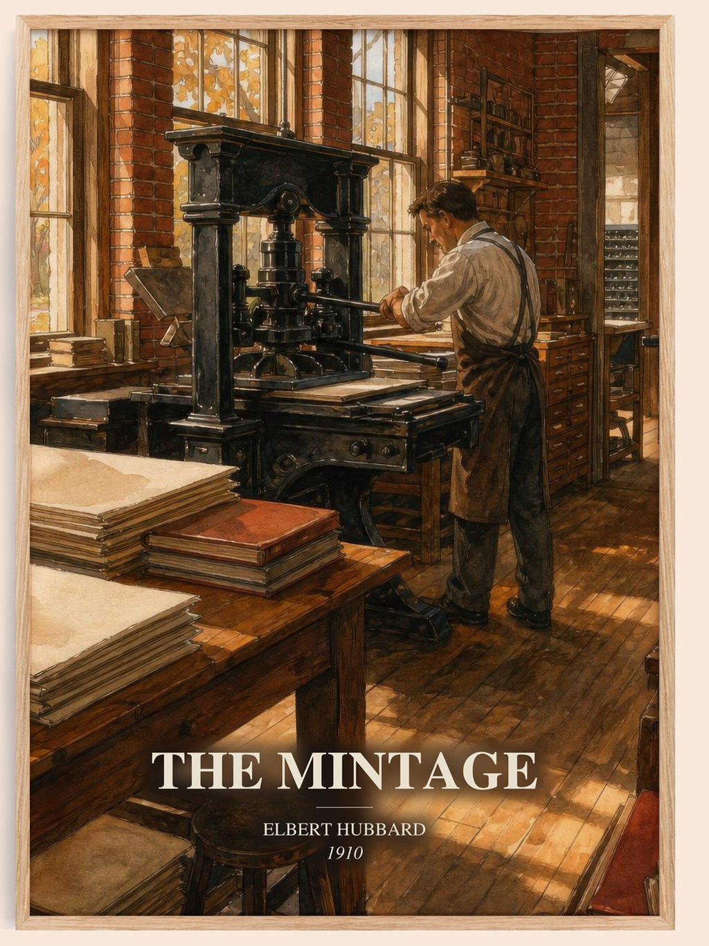 The Mintage watercolour book poster by Elbert Hubbard – framed literary art print