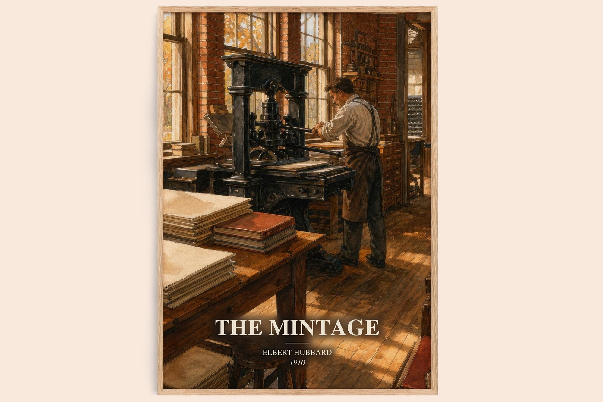 The Mintage watercolour book poster by Elbert Hubbard – framed literary art print