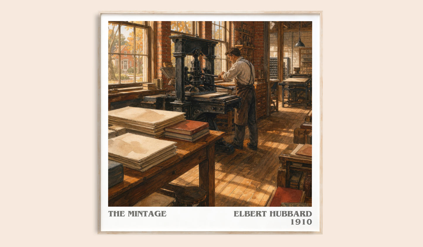 The Mintage literary book poster by Elbert Hubbard – framed literary art print