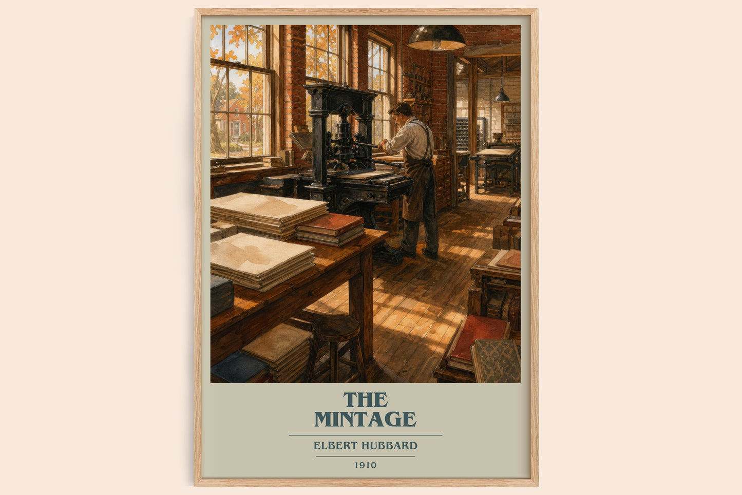 The Mintage book cover book poster by Elbert Hubbard – framed literary art print