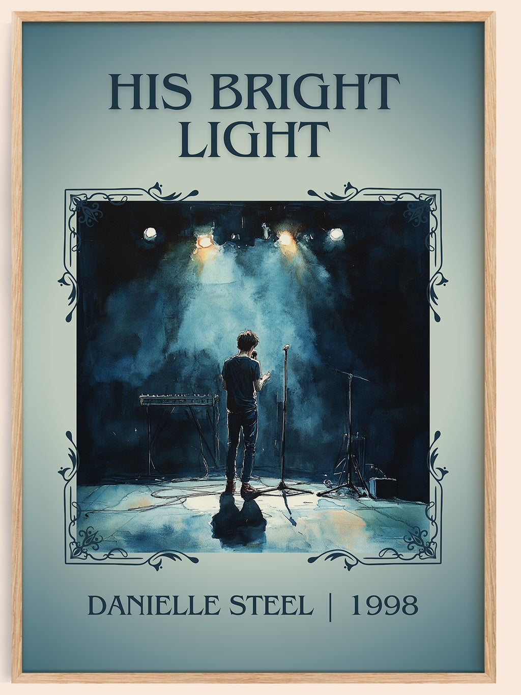 His Bright Light classic book art book poster by Danielle Steel – framed literary art print
