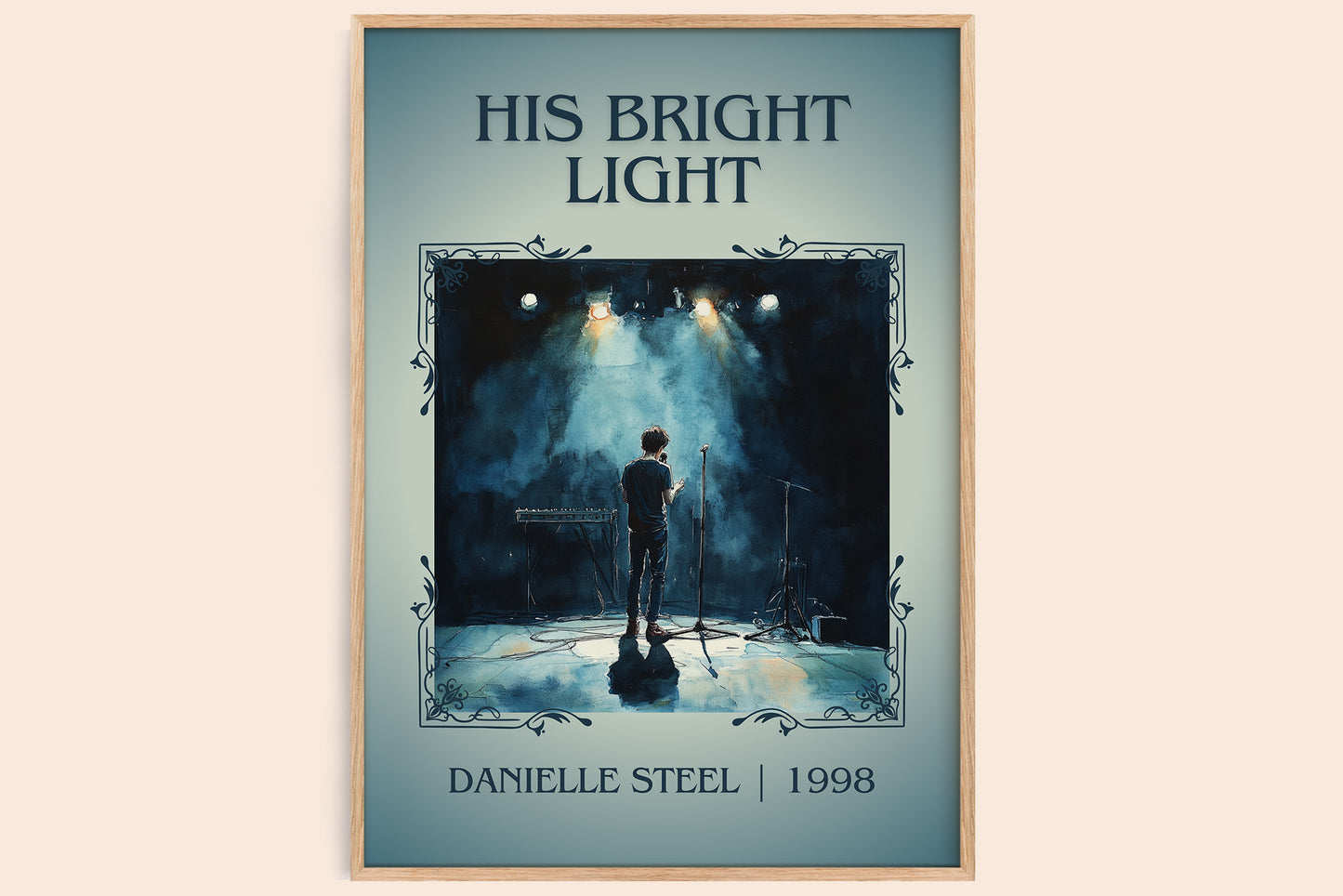 His Bright Light classic book art book poster by Danielle Steel – framed literary art print