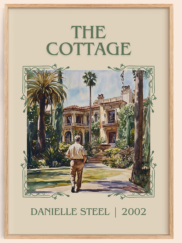The Cottage classic book art book poster by Danielle Steel – framed literary art print