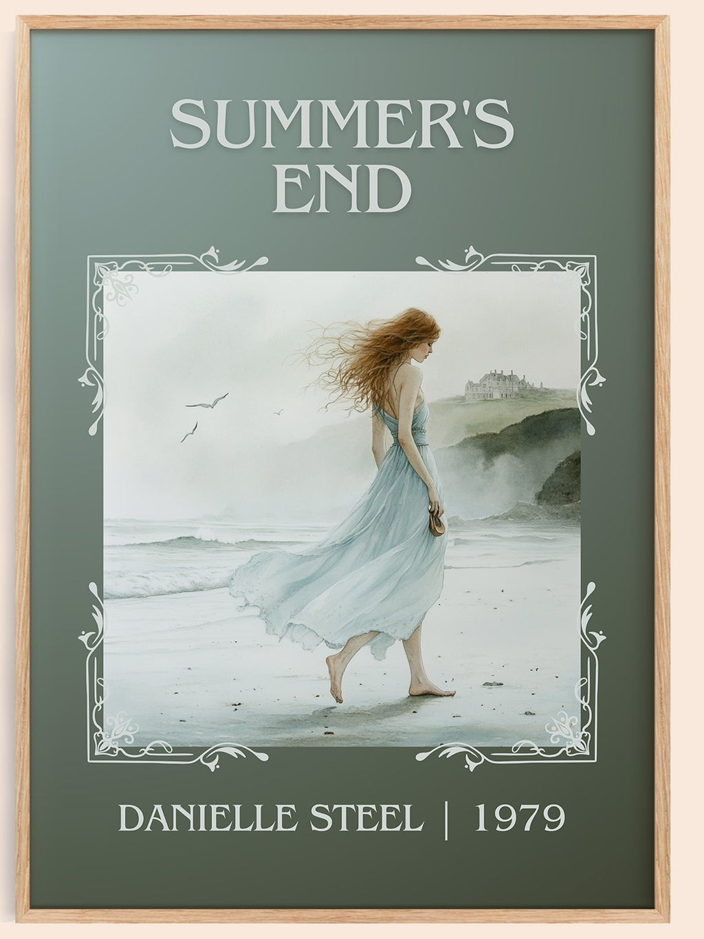 Summer's End classic book art book poster by Danielle Steel – framed literary art print