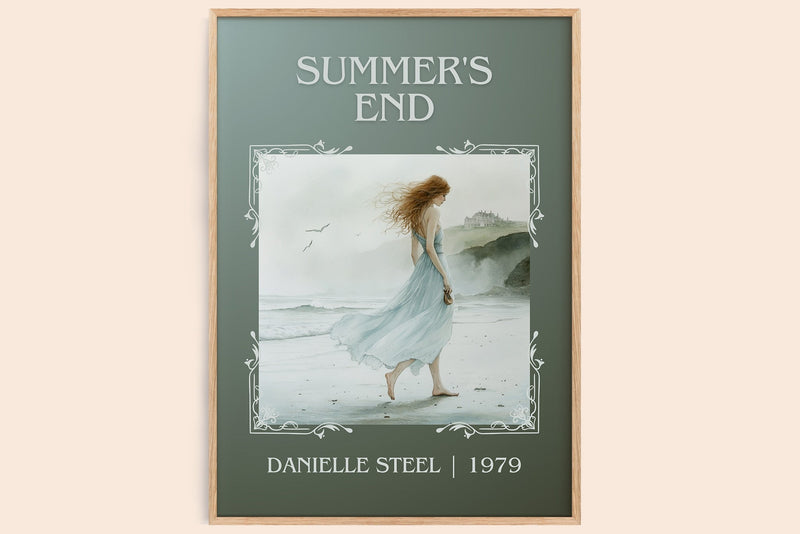 Summer's End classic book art book poster by Danielle Steel – framed literary art print