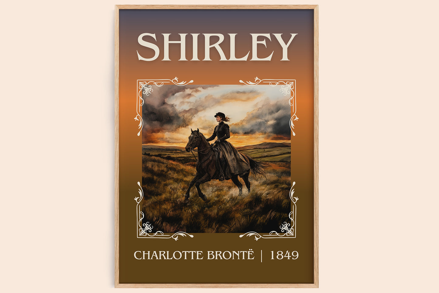 Shirley classic book art book poster by Charlotte Brontë – framed literary art print