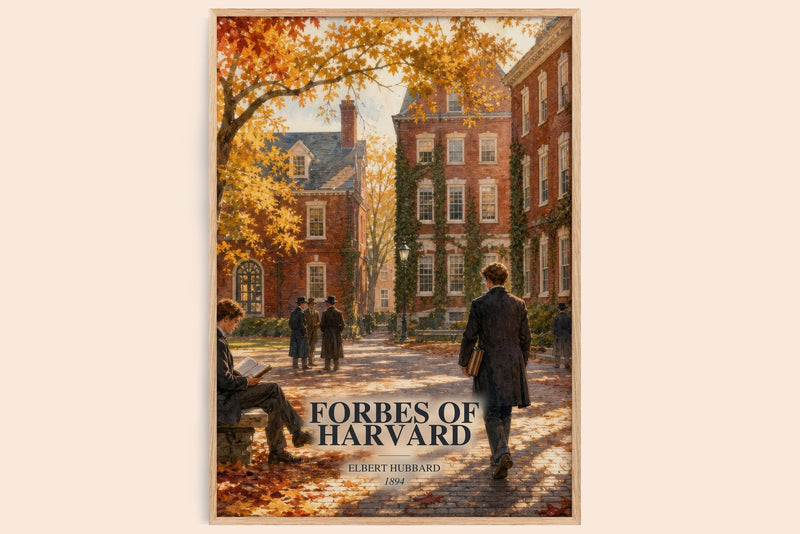 Forbes Of Harvard watercolour book poster by Elbert Hubbard – framed literary art print