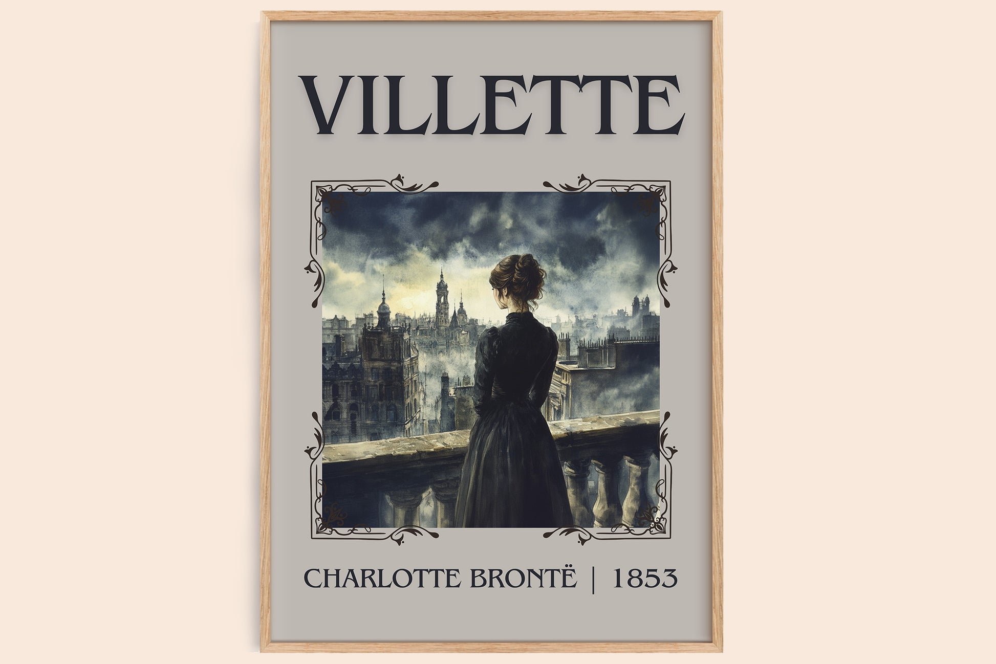 Villette classic book art book poster by Charlotte Brontë – framed literary art print