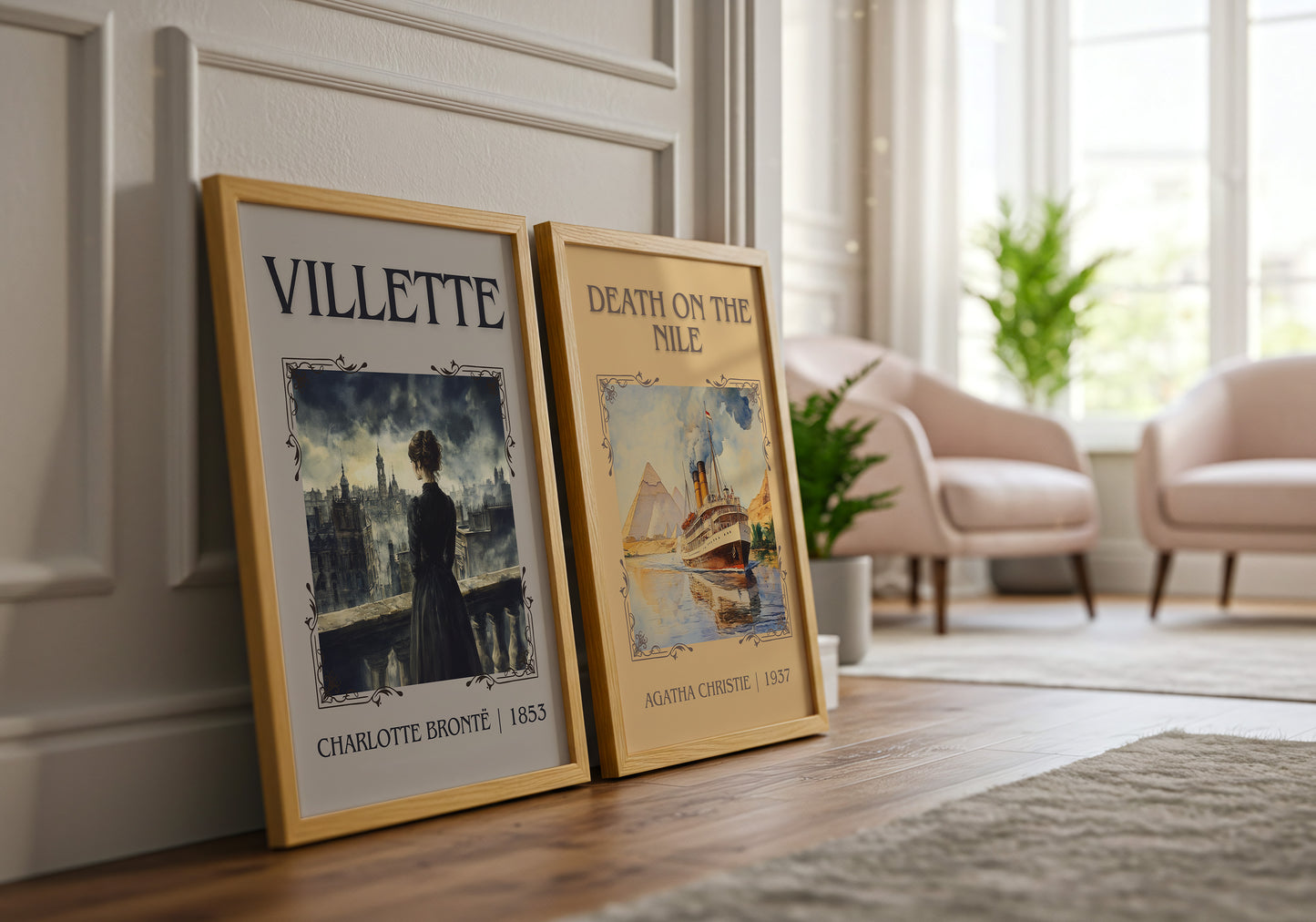Villette classic book art print framed by window – literary home decor