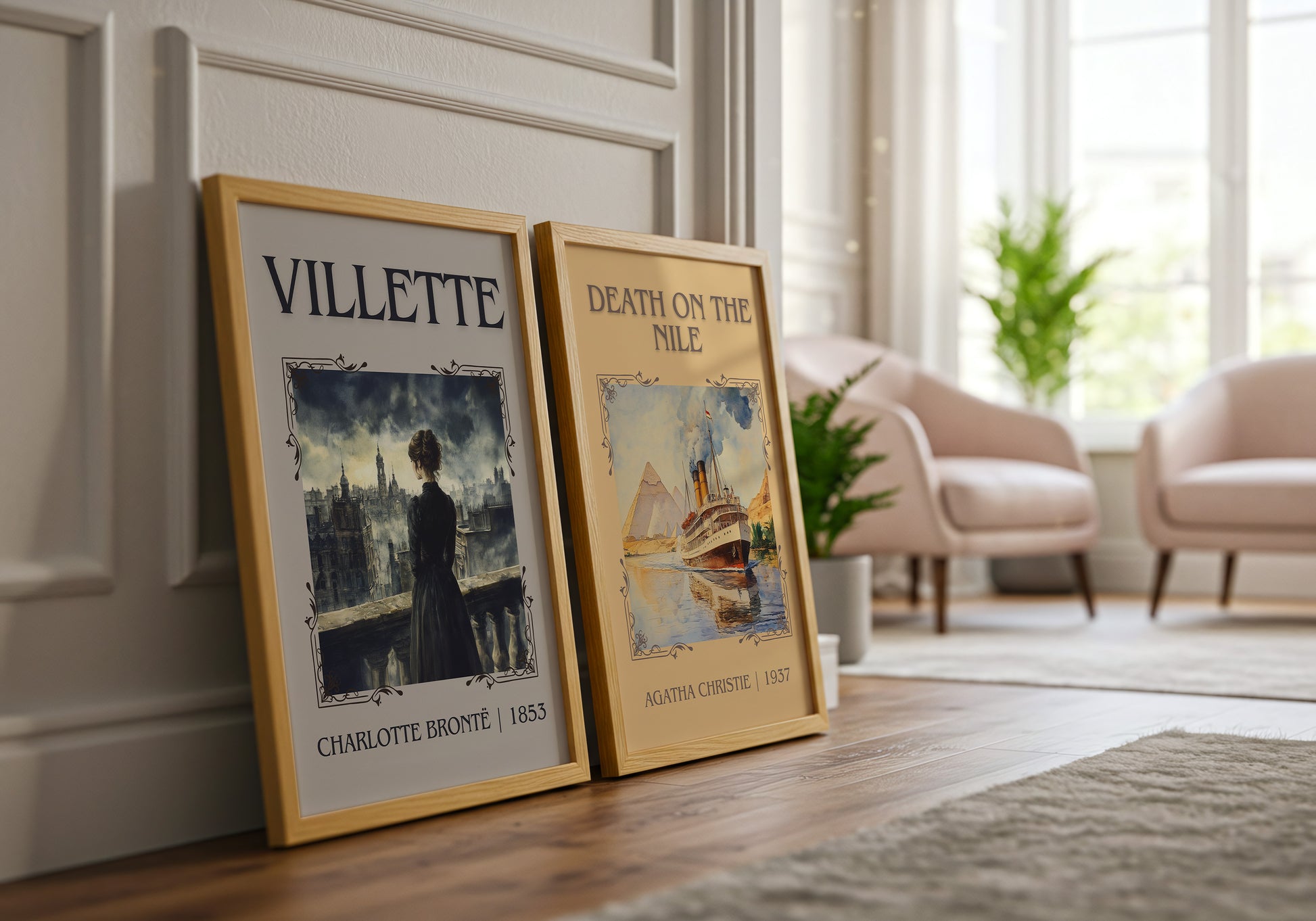 Villette classic book art print framed by window – literary home decor