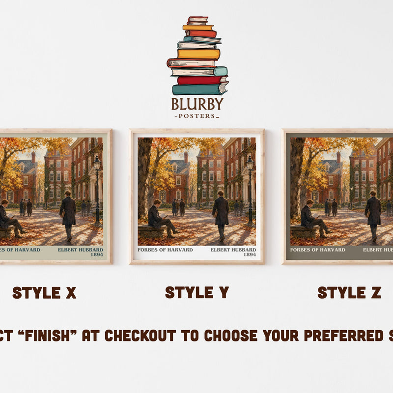 Forbes Of Harvard literary print in frame leaning in hallway – literary fiction wall art