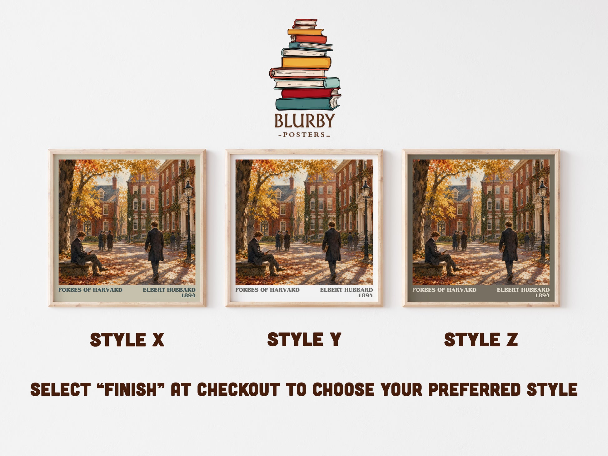 Forbes Of Harvard literary print in frame leaning in hallway – literary fiction wall art