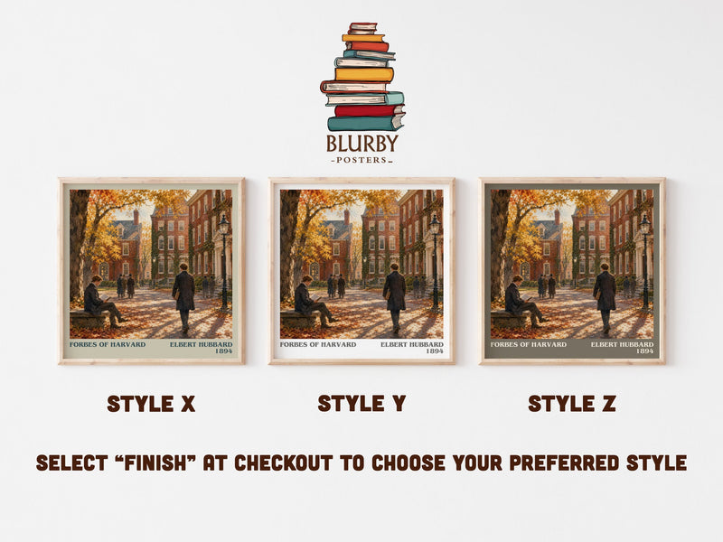 Forbes Of Harvard literary print in frame leaning in hallway – literary fiction wall art