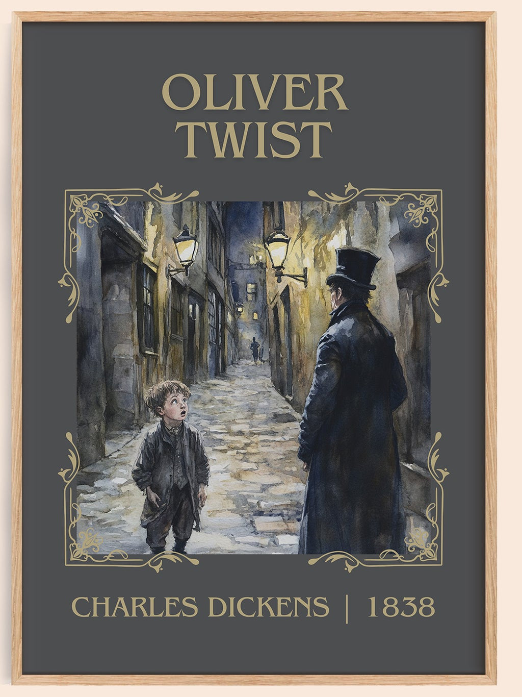 Oliver Twist classic book art book poster by Charles Dickens – framed literary art print