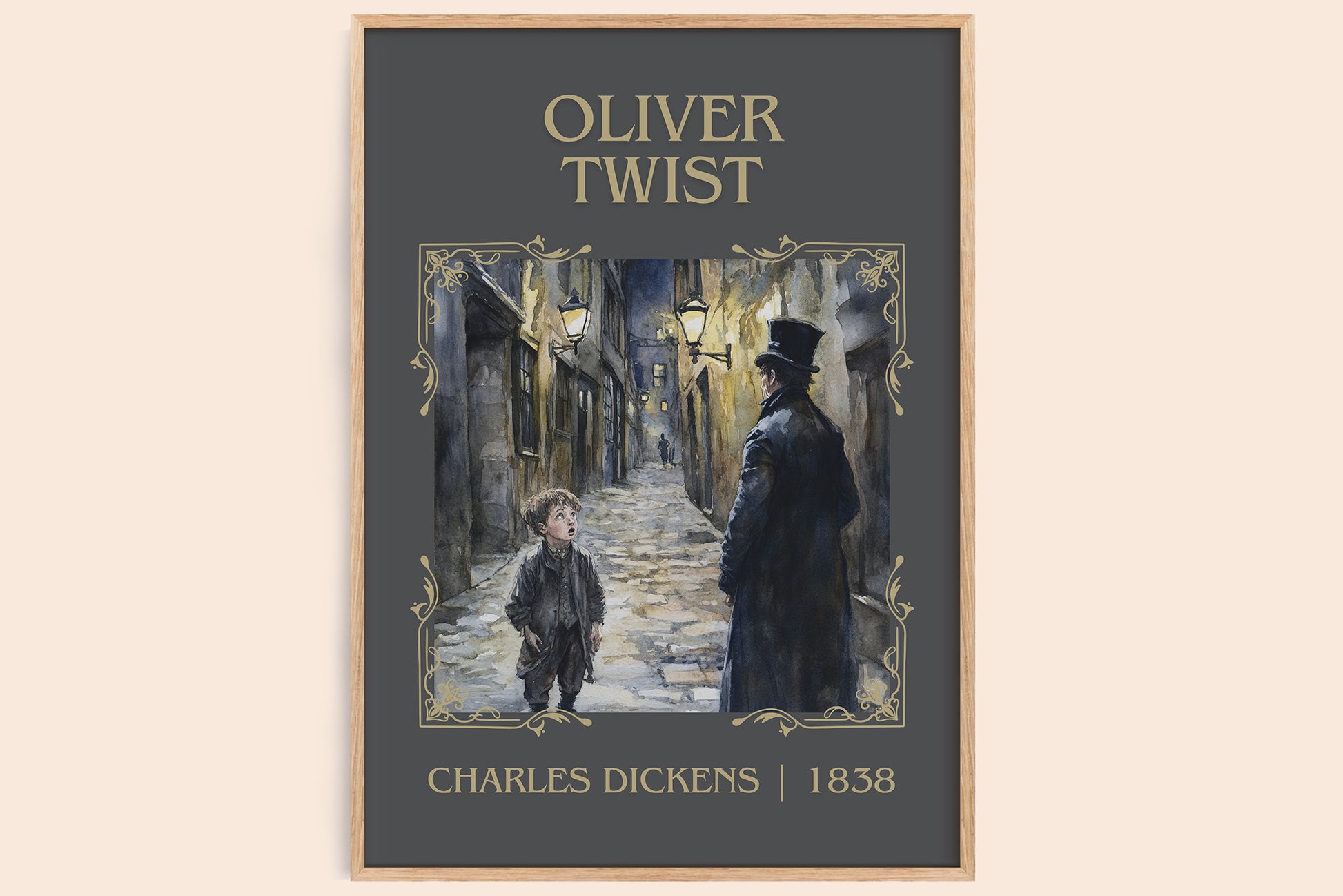 Oliver Twist classic book art book poster by Charles Dickens – framed literary art print