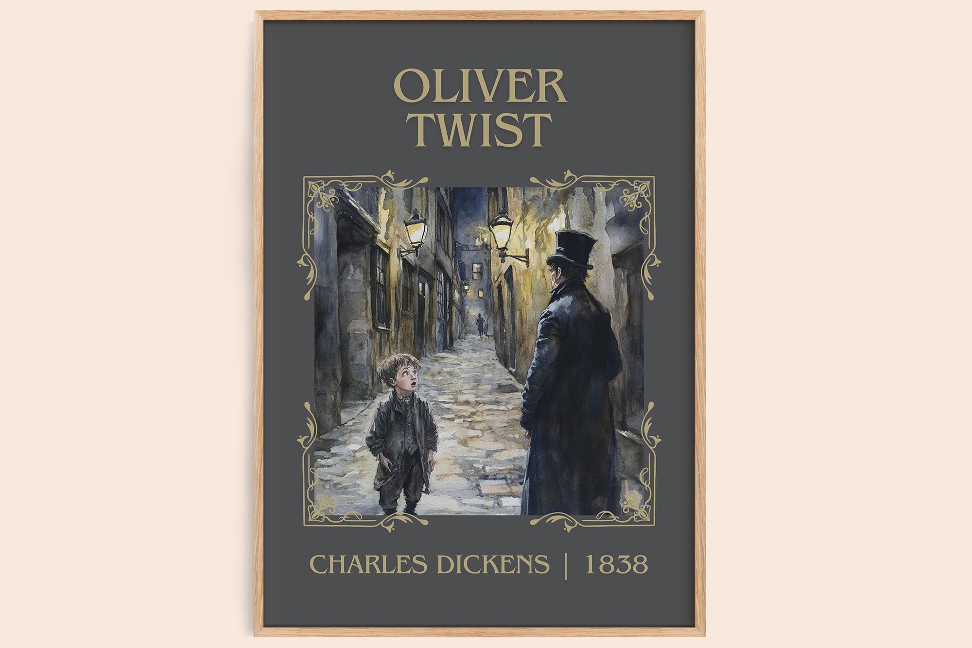 Oliver Twist classic book art book poster by Charles Dickens – framed literary art print