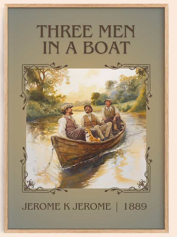 Three Men in a Boat classic book art book poster by Jerome K. Jerome – framed literary art print