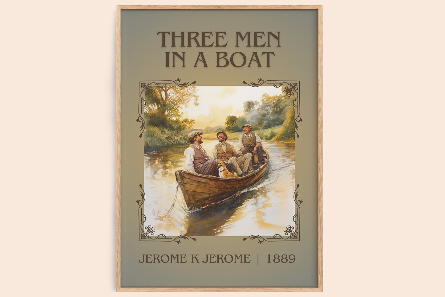 Three Men in a Boat classic book art book poster by Jerome K. Jerome – framed literary art print