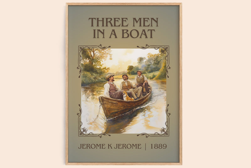 Three Men in a Boat classic book art book poster by Jerome K. Jerome – framed literary art print