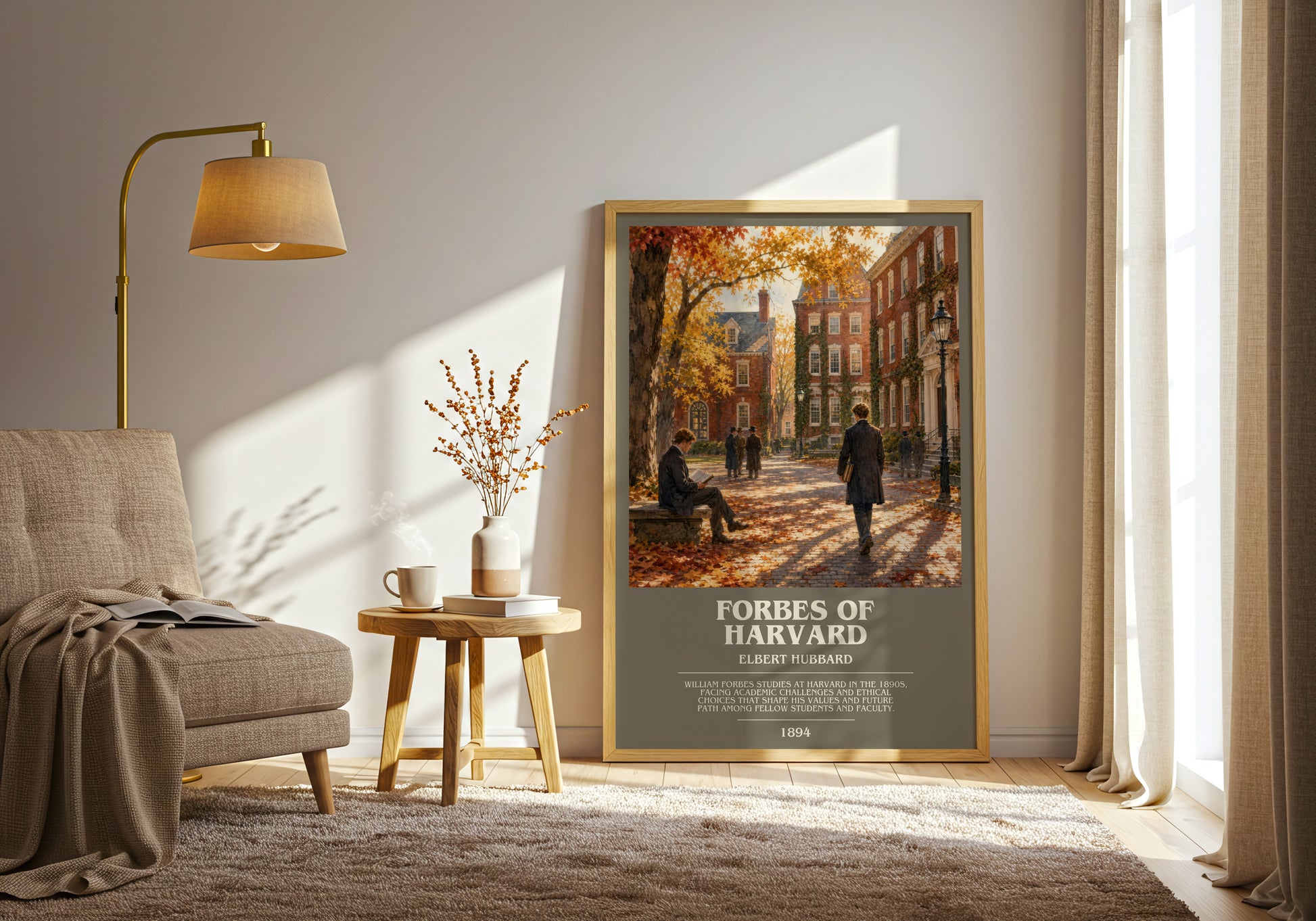 Forbes Of Harvard bookish print on bookshelf – Elbert Hubbard fan gift