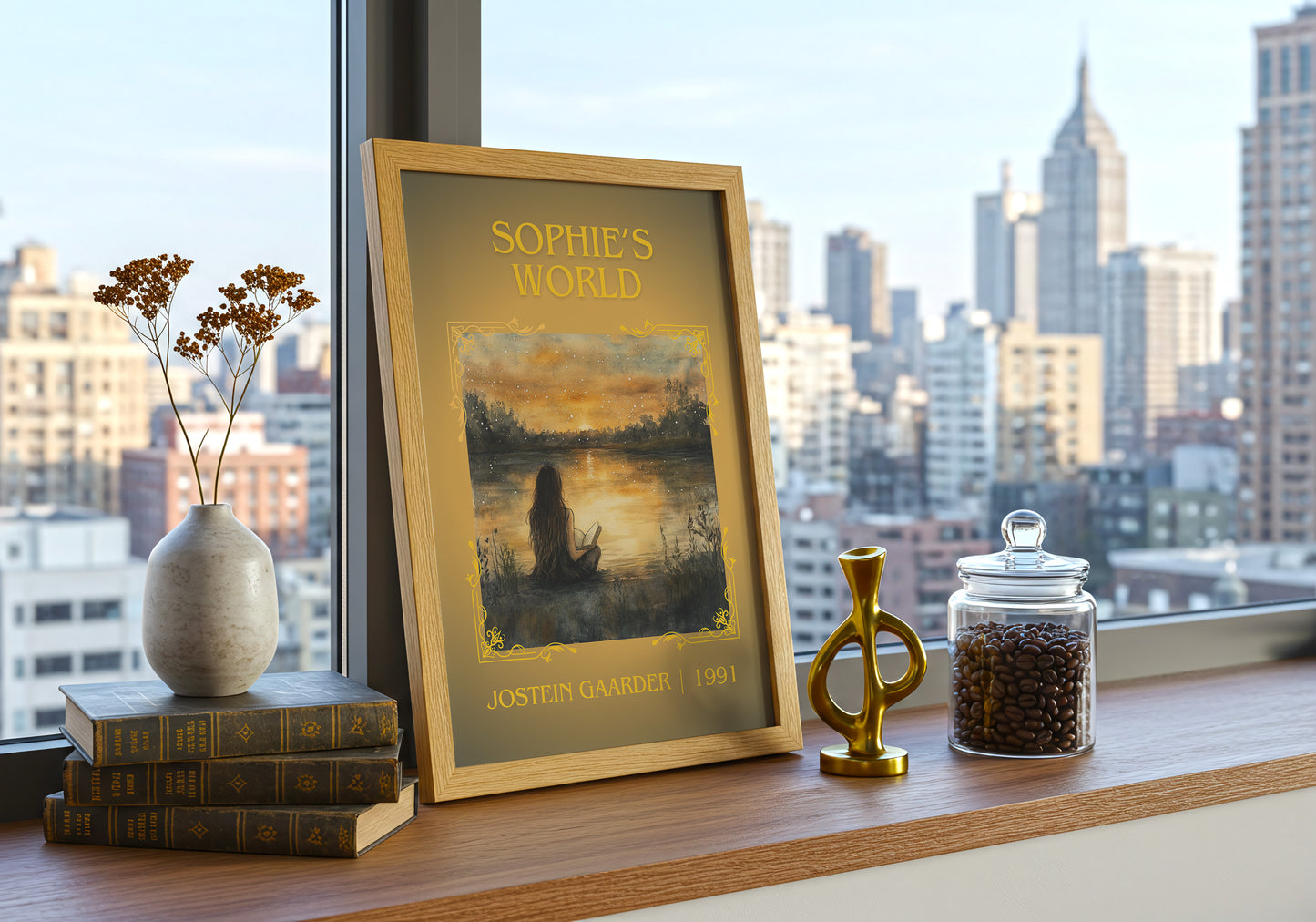 Sophie's World classic book art print paper finish options – matte satin gloss