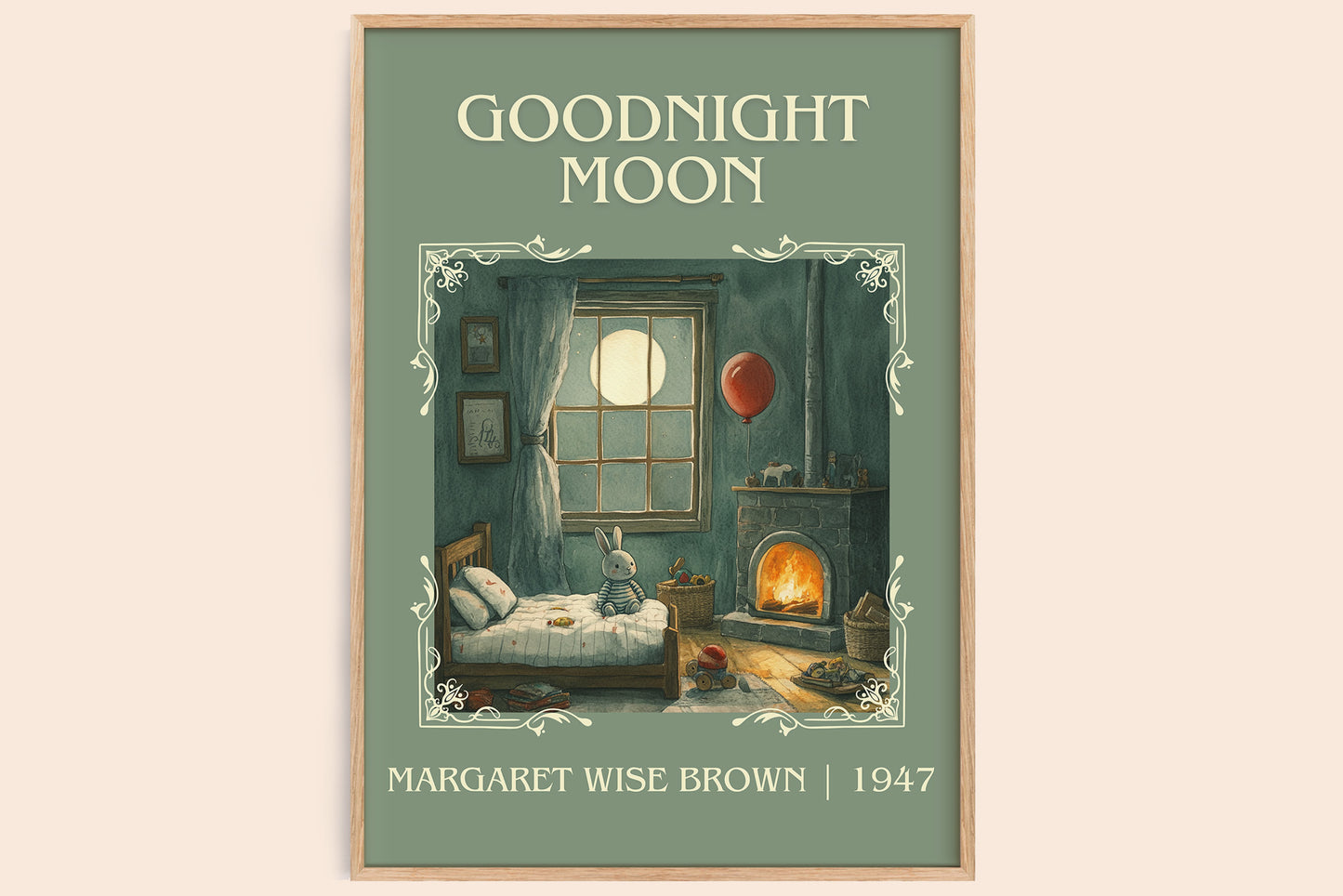 Good Night Moon classic book art book poster by Margaret Wise Brown – framed literary art print